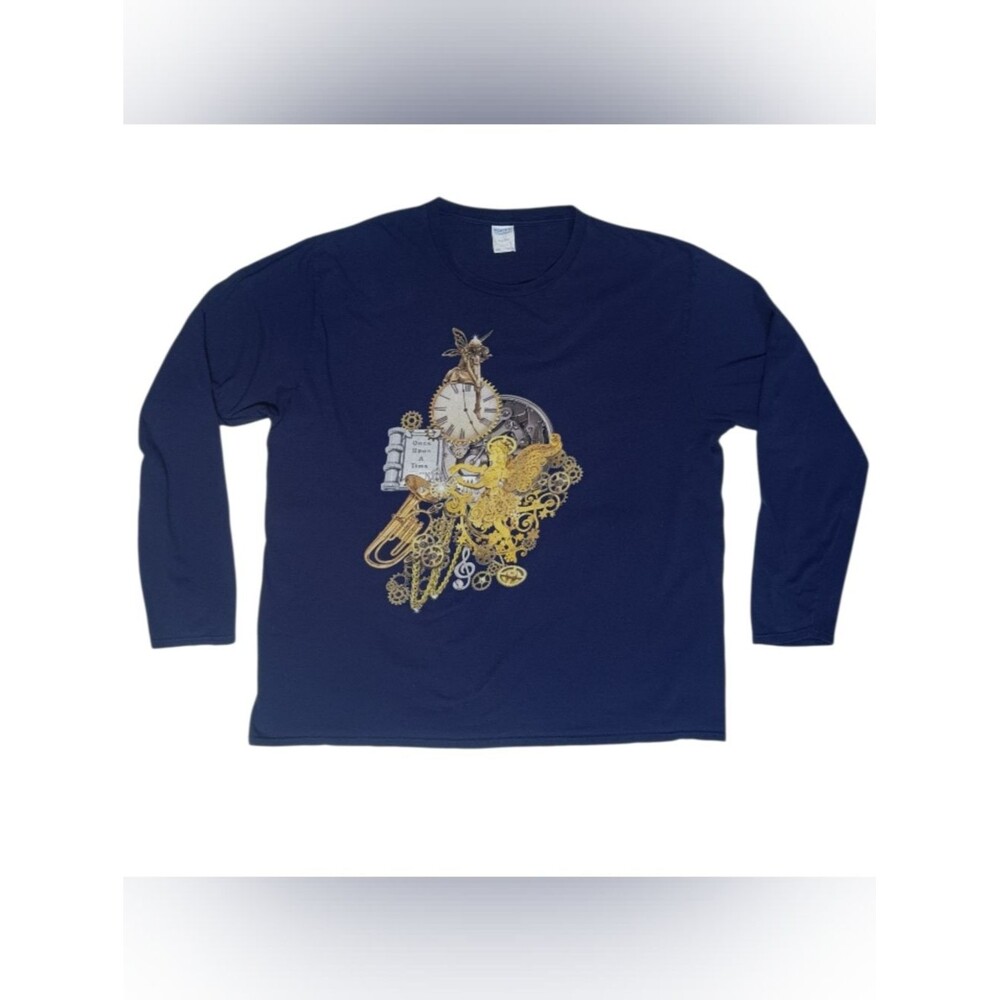 Steampunk Navy Graphic Long-Sleeve Tee Once Upon A Time Gold Clockwork 2X